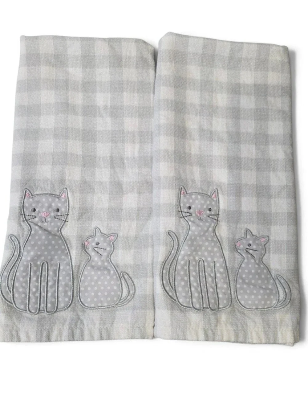 2pc Truly Lou Kitchen Towels Checkered W/Cats